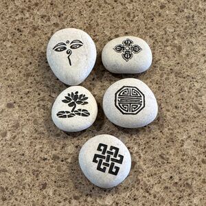 Hand-Painted Symbol River Stones - Set of 6